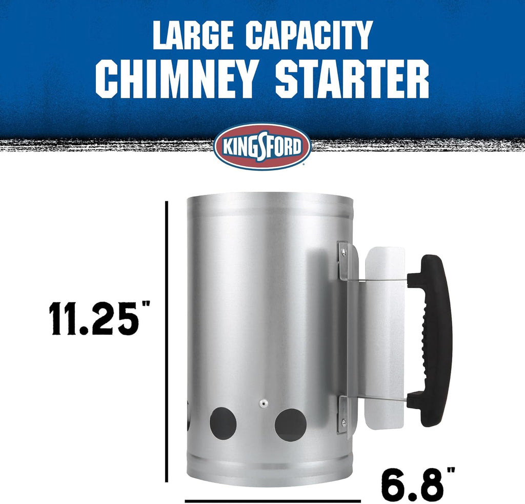 Heavy Duty Deluxe Charcoal Chimney Starter, Large Capacity Zinc Steel BBQ