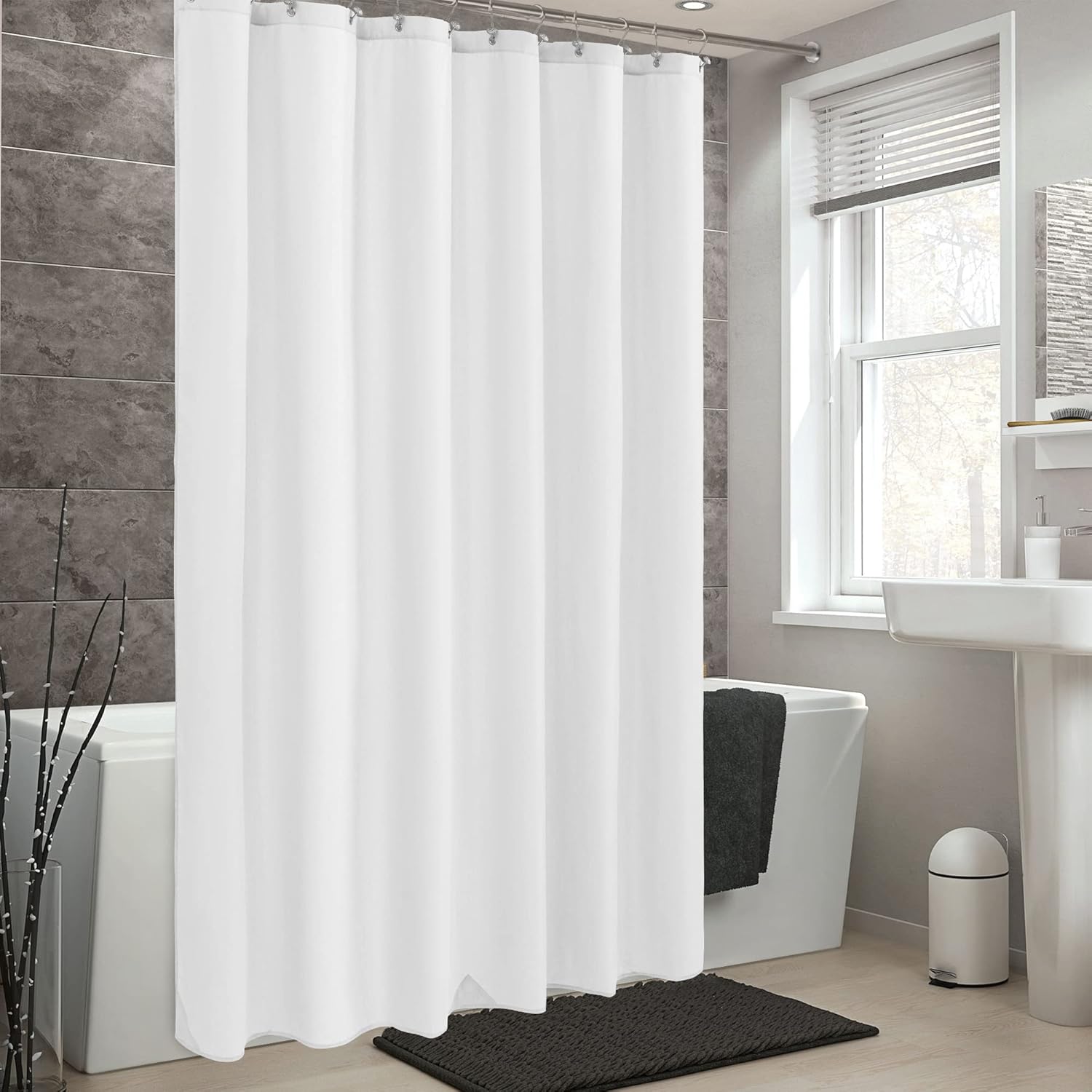 ALYVIA SPRING Waterproof Fabric Shower Curtain Liner with 3 Magnets - Soft