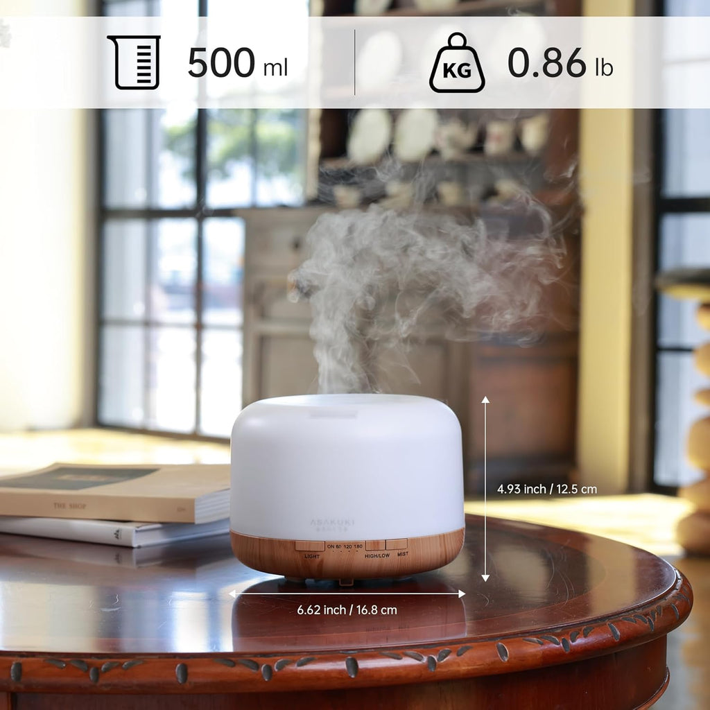 ASAKUKI Essential Oil Diffuser for Home, 500ML Aromatherapy Diffuser