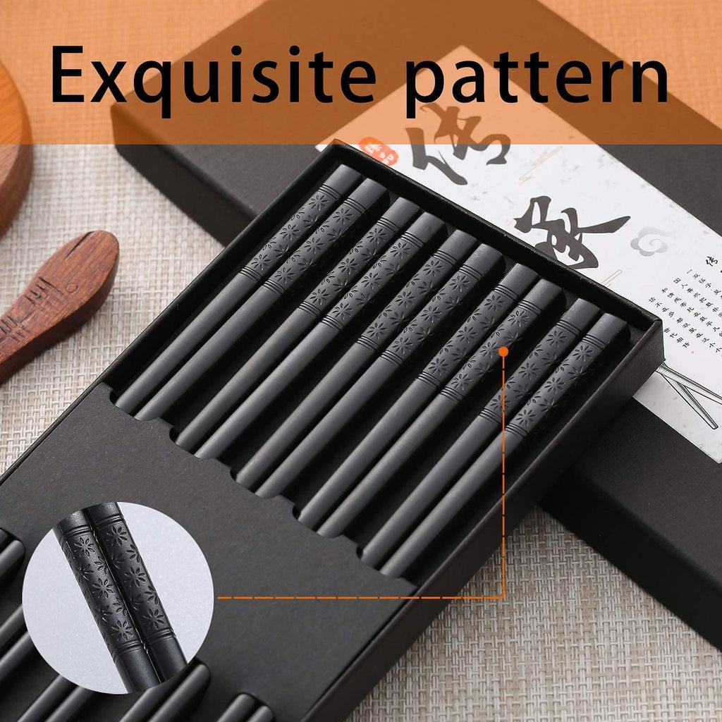 HIWARE 10 Pairs Fiberglass Chopsticks - Reusable Chopsticks Dishwasher Safe