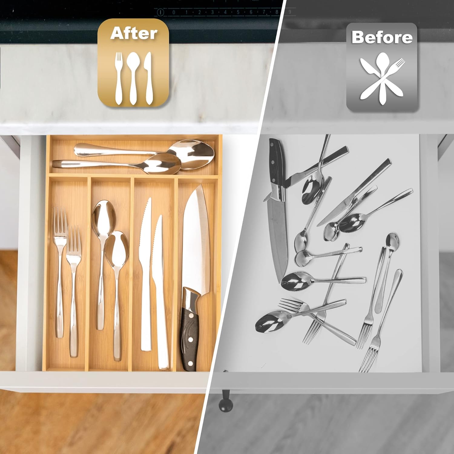 Besilord Silverware Organizer Kitchen Drawer Organizer Utensil Organizer