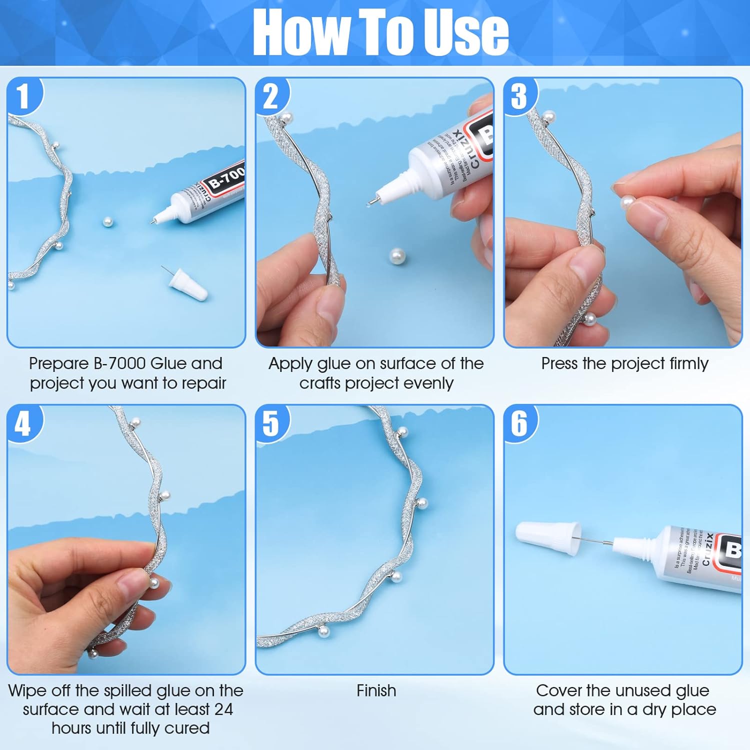 B-7000 Glue Clear for Rhinestone Crafts, Jewelry and Bead Adhesive B7000 Semi