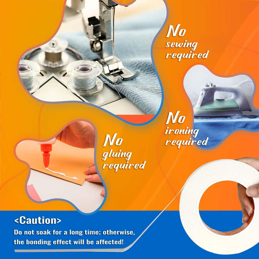 YONGJIN Double-Sided Fabric Tape (2 Rolls) - No Sewing or Ironing Required