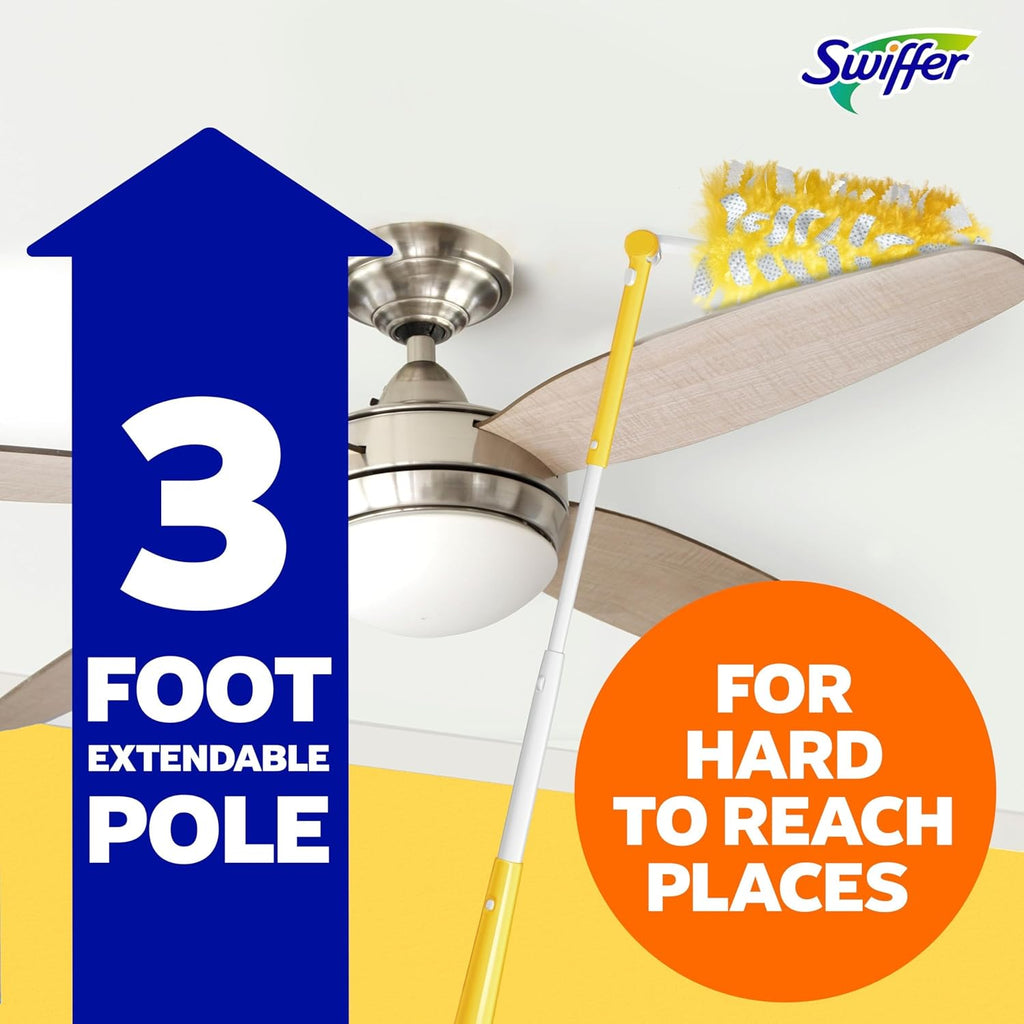 Swiffer Duster Kit with 3 ft Extendable Handle, Heavy Duty Dusting Starter