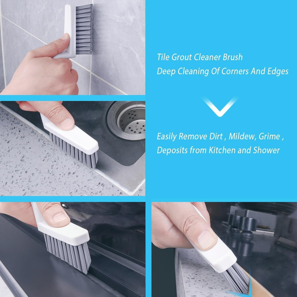 Lumkew Grout Cleaner Brush V Shape, Stiff Grout Cleaning Brushes for Tile