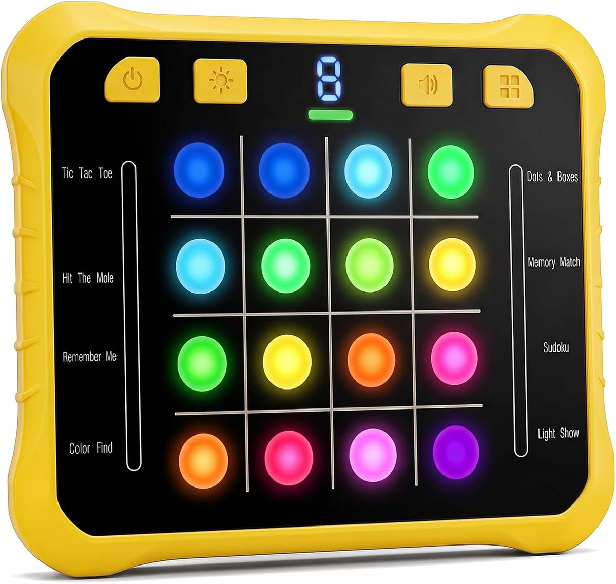 8-in-1 Electronic Handheld Games for Kids, W/ USB/LED Brain & Memory Games