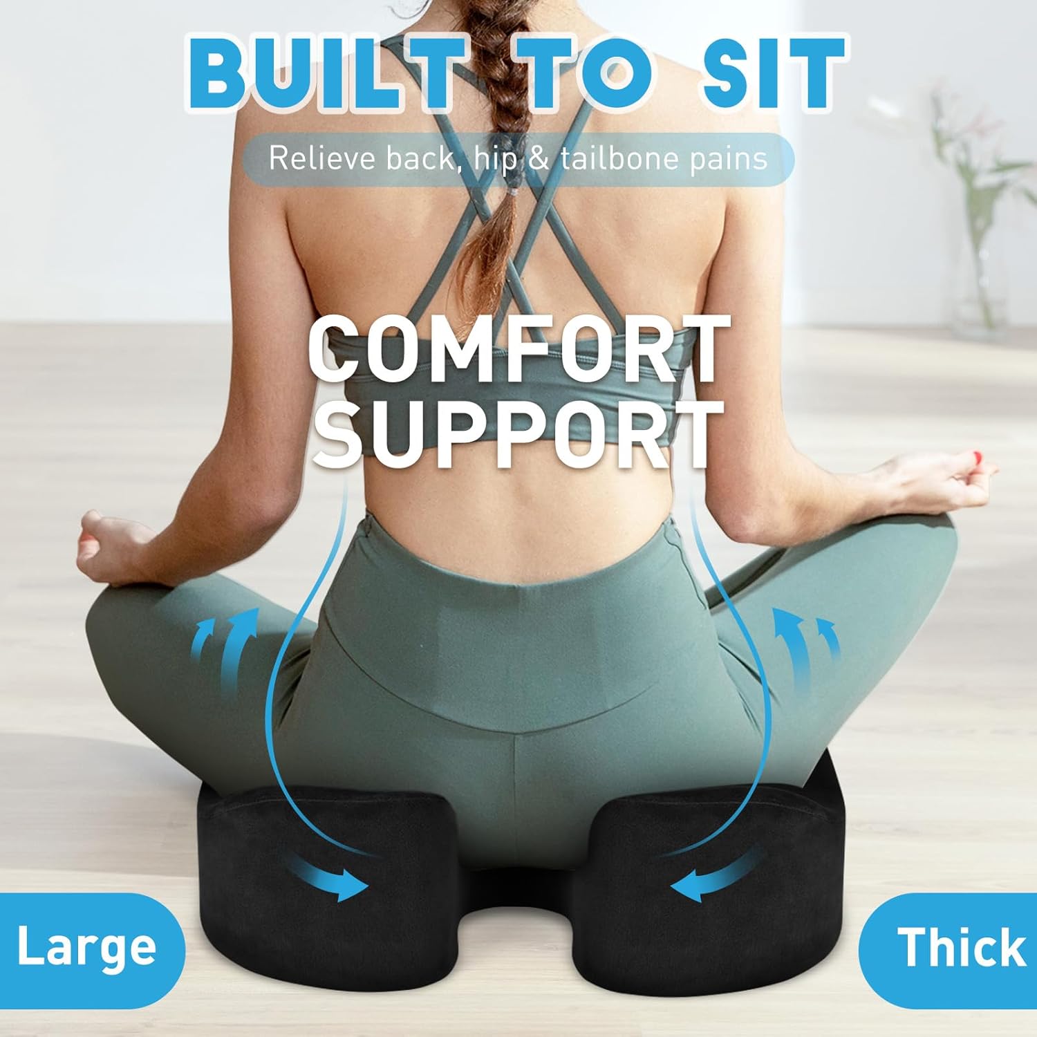 BlissTrends Seat Cushion with Velvet Cover, Thick Memory Foam Cushions for