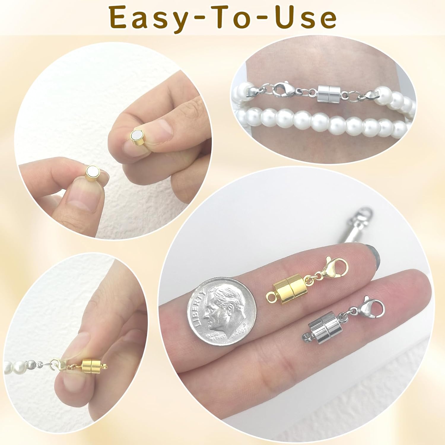 MKCYD Magnetic Necklace Clasp with Lobster Clasp,14K Gold and Silver Magnetic