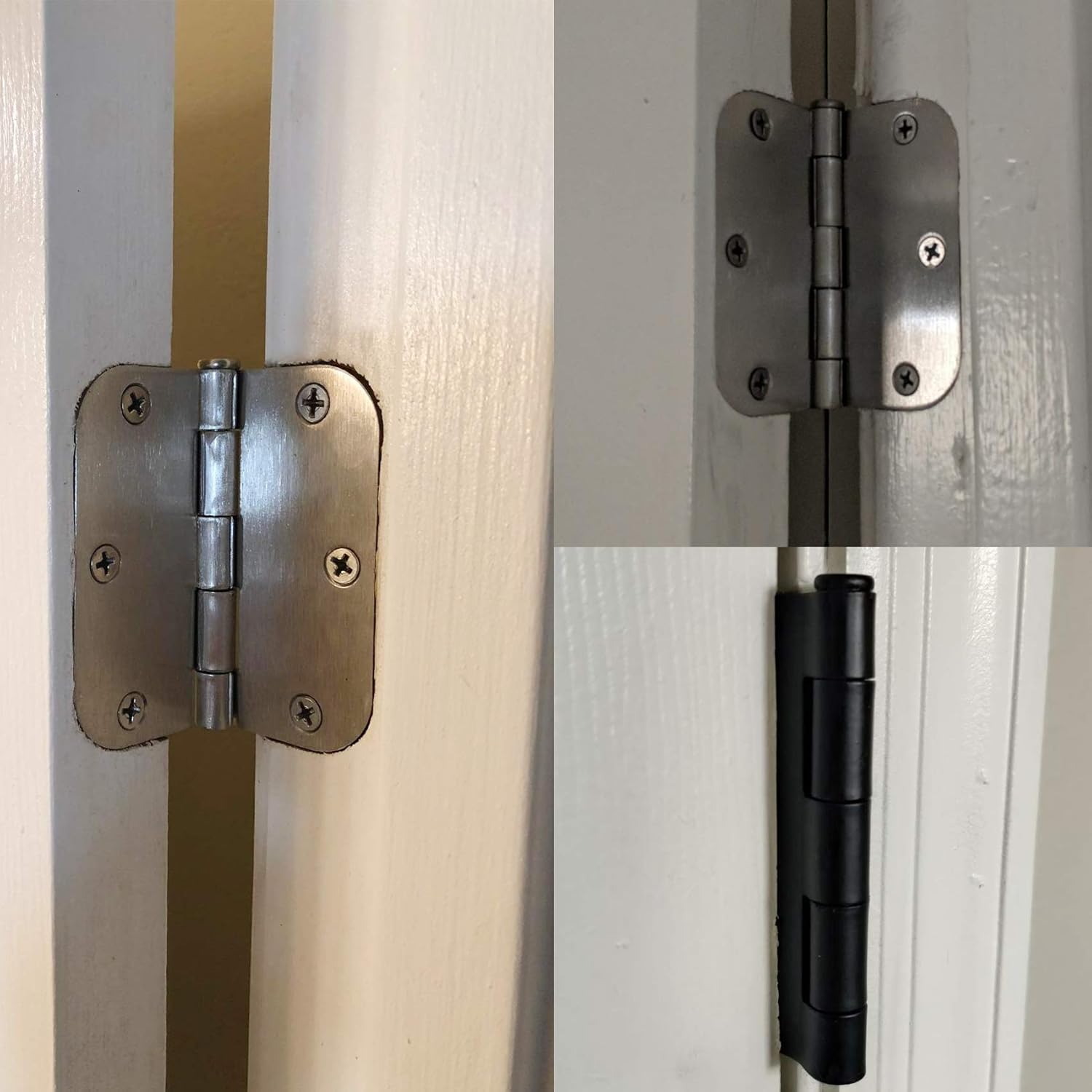 30 Pack Rounded Matte Black Door Hinges 3.5 Inch 5/8" Radius Interior 3 1/2"