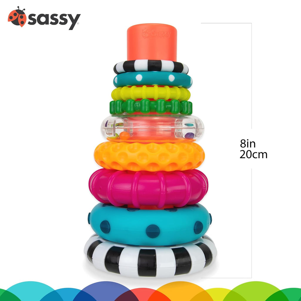 Sassy Stacks of Circles Stacking Ring STEM Learning Toy, Age 6+ Months