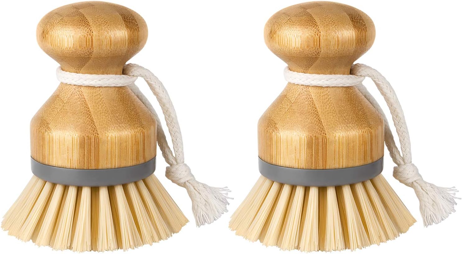 MR.SIGA Bamboo Palm Brush, Scrub Brush for Dishes Pots Pans Kitchen Sink
