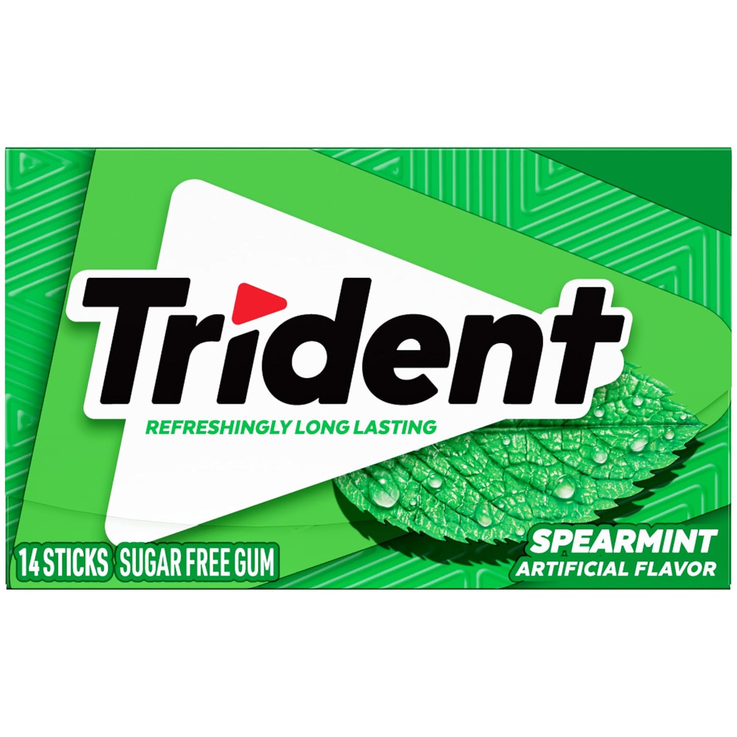 Trident Spearmint Sugar-Free Chewing Gum, 12 Packs of 14 Pieces (168 Total