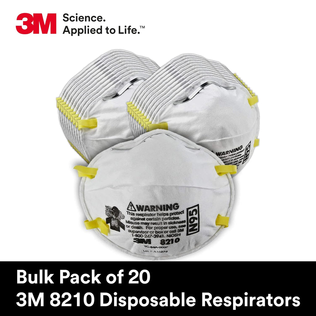 3M 8210 Particulate Respirator, N95, Pack of 20 Disposable Respirator, NIOSH