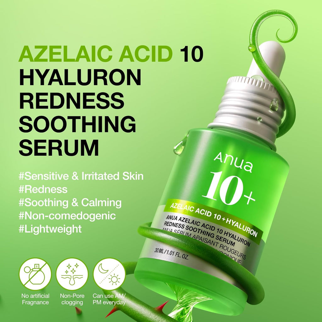 Anua Azelaic Acid 10 Hyaluron Redness Soothing Serum, Facial Serum for
