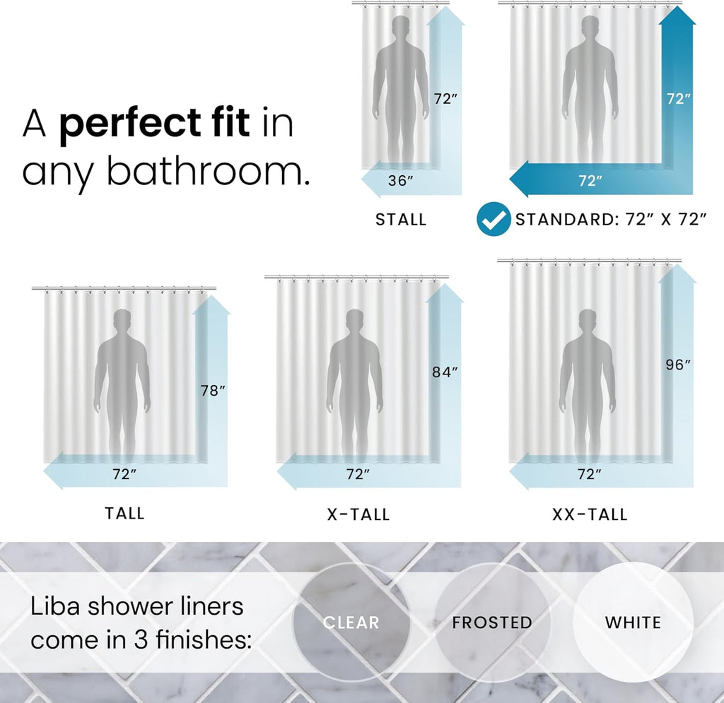 LiBa Bathroom Shower Curtain Waterproof Plastic Shower Curtain Premium PEVA
