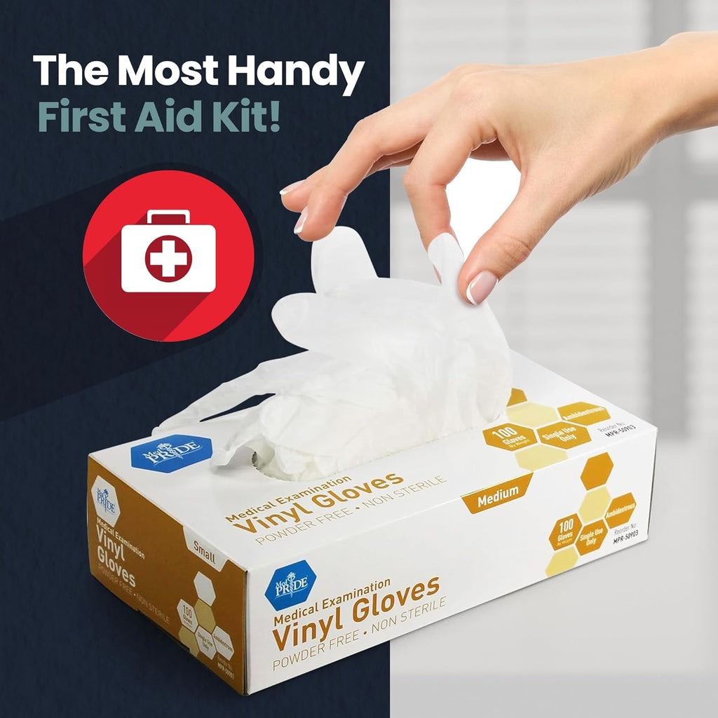 MED PRIDE Disposable Medical Grade Vinyl Exam Gloves, Latex & Powder Free