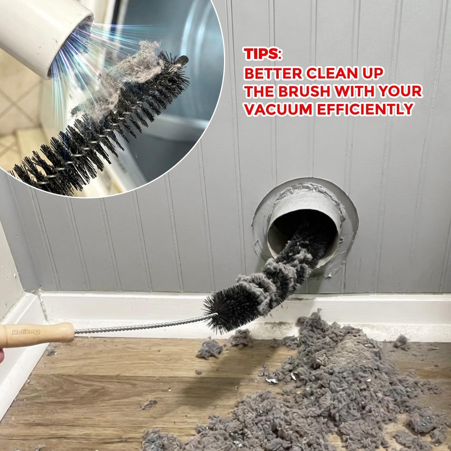 Holikme Dryer Vent Cleaner Kit, 3 Pieces Dryer Lint Brush- Household Supplies