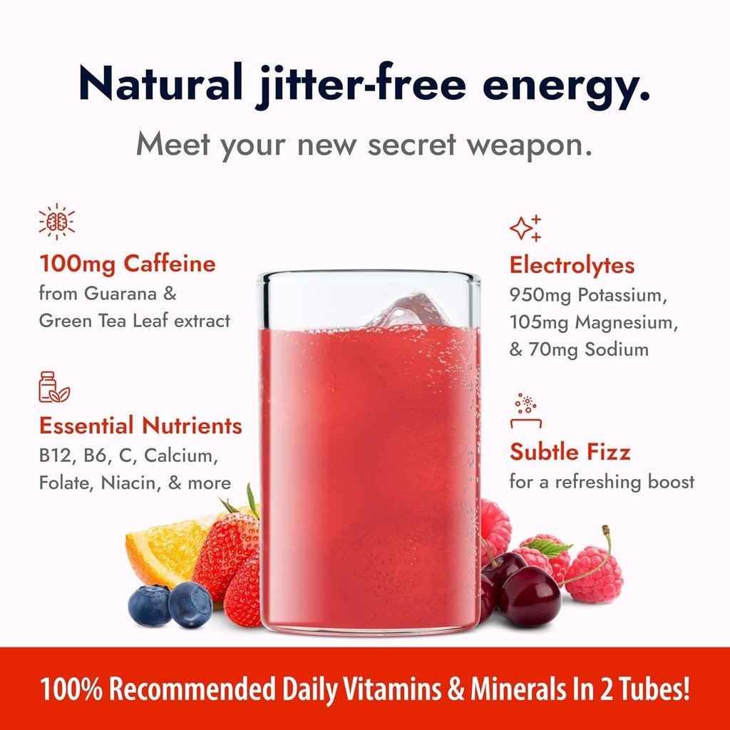 Zipfizz Daily Energy Drink Powder, Fruit Punch, 20 Pack 3-in-1 Sustained