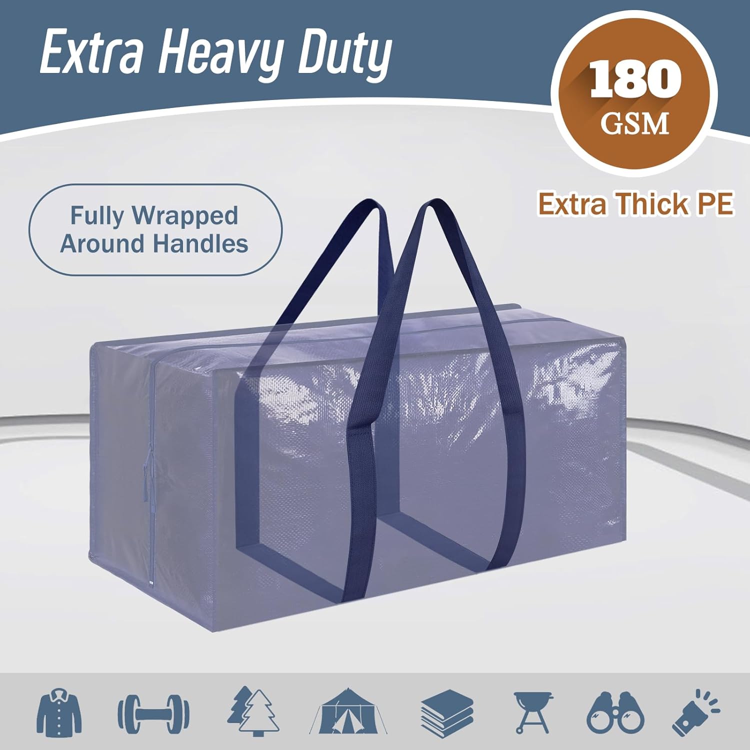 6 Pack Extra Heavy Duty Large Moving Bags with Strong Zipper & Comfortable