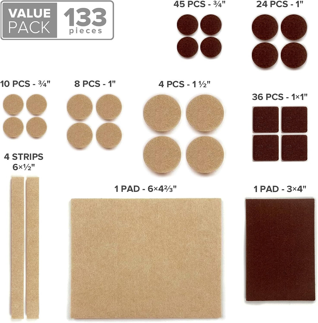 Felt Furniture Pads X-PROTECTOR 133 PCS Premium Furniture Pads - Felt Pads