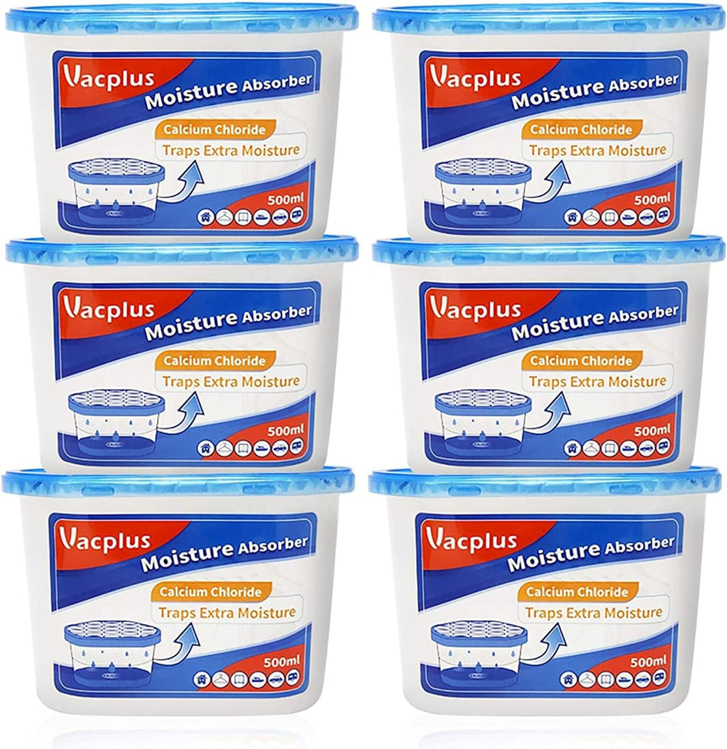 Vacplus Moisture Absorbers 6 Pack, Portable Humidity Absorber Boxes for Your