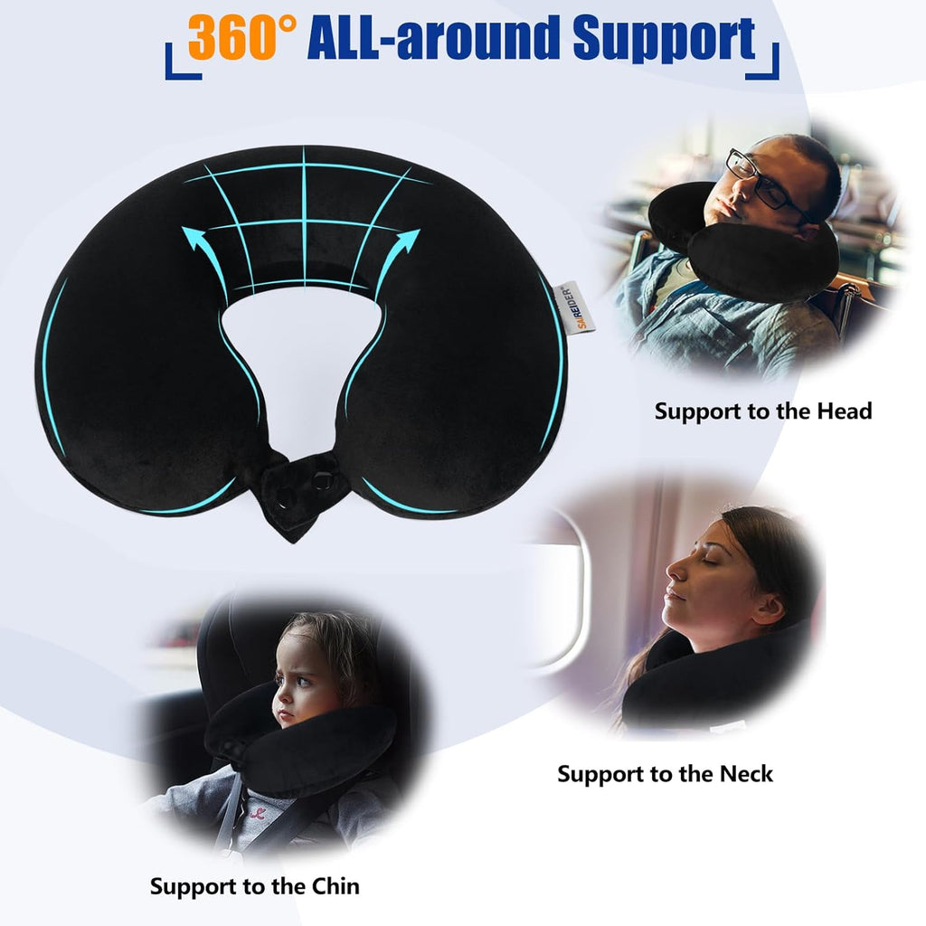 SAIREIDER Travel Pillow 100% Pure Memory Foam Travel Neck Pillow, Airplane