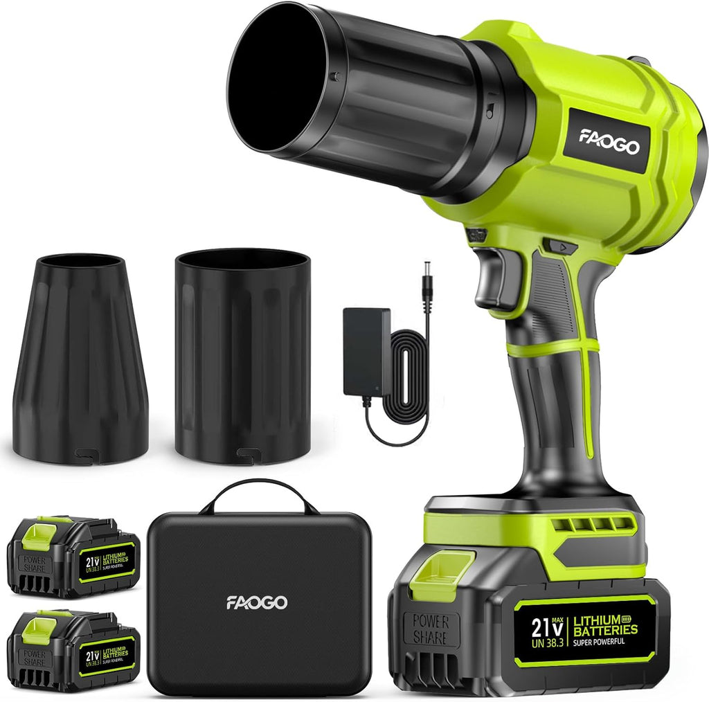 990,000 RPM Cordless Leaf Blower with 2 Batteries & Charger - Electric Handheld Blower
