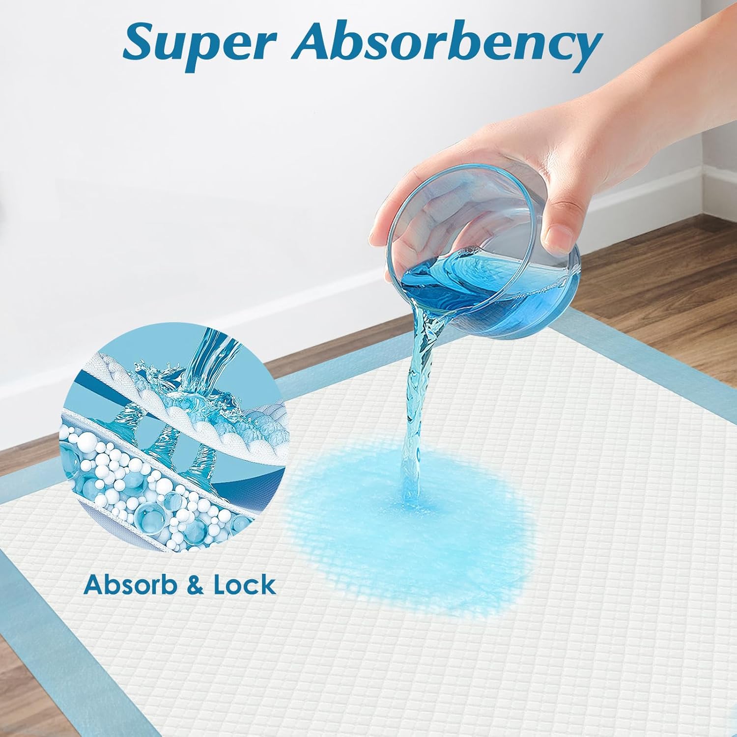 Wowflash Super Absorbency Disposable Leakproof Underpads with Quick Drying