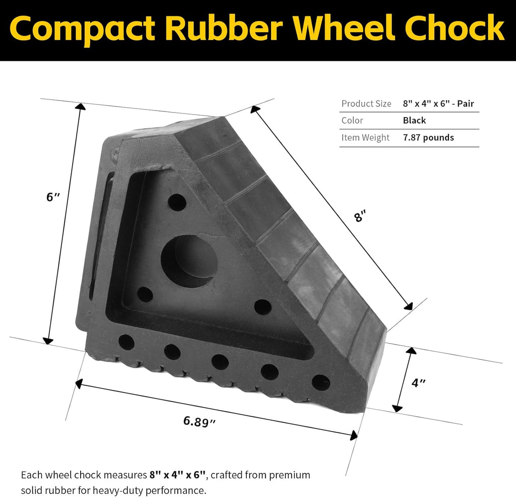 MaxxHaul Solid Rubber Wheel Chock 2-Pack