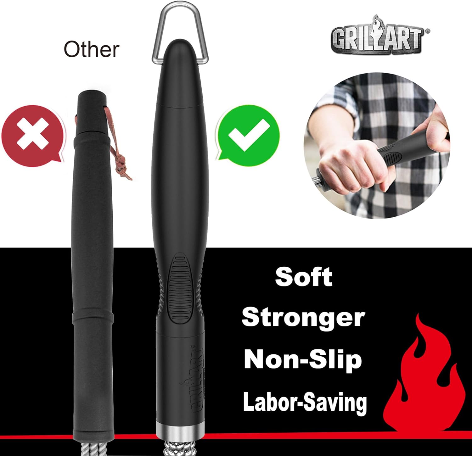 GRILLART Grill Brush and Scraper, Extra Strong BBQ Cleaner Accessories, Safe