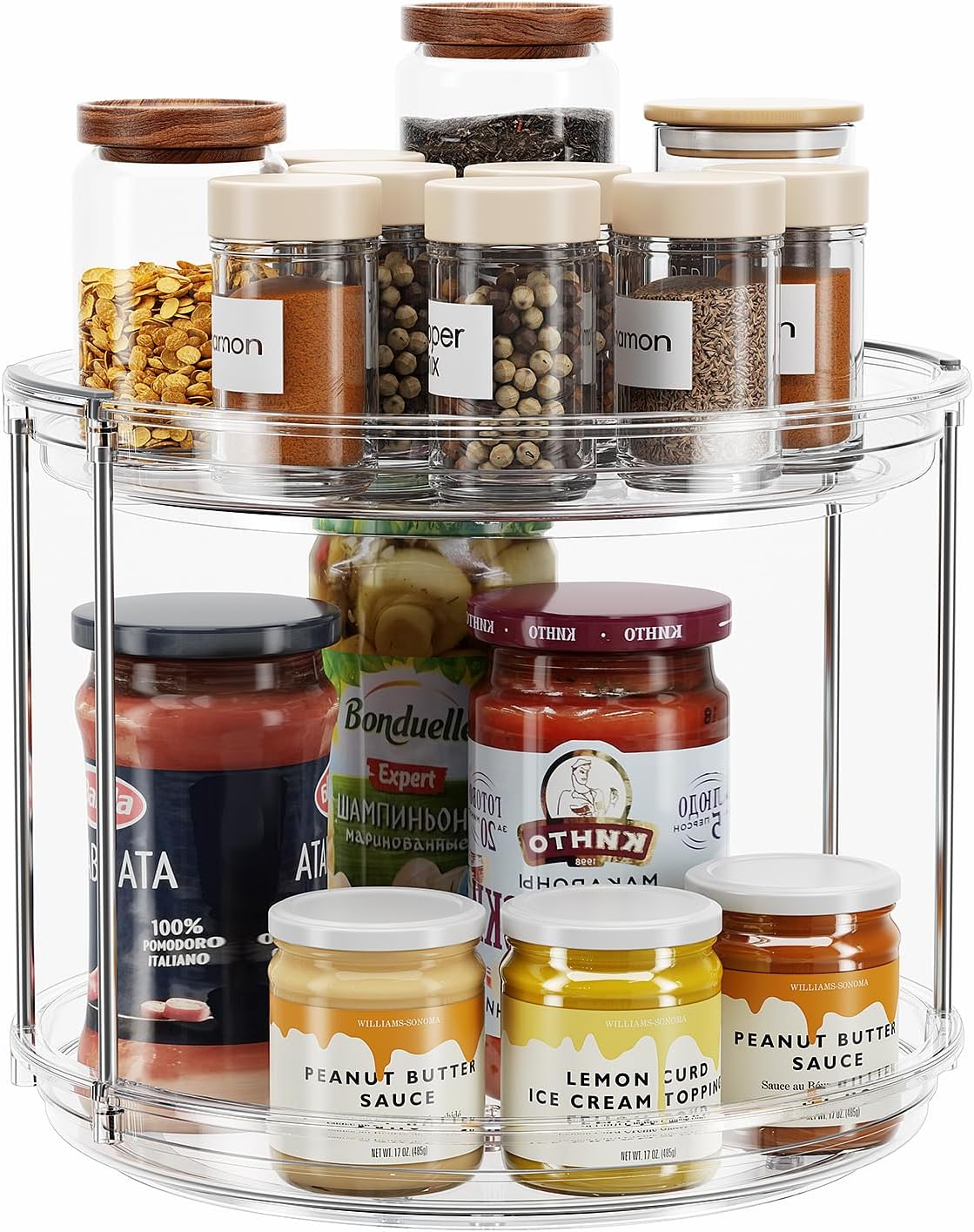 LAMU 2 Tier Lazy Susan Turntable Organizer 9.25'' Rotating Spice Rack