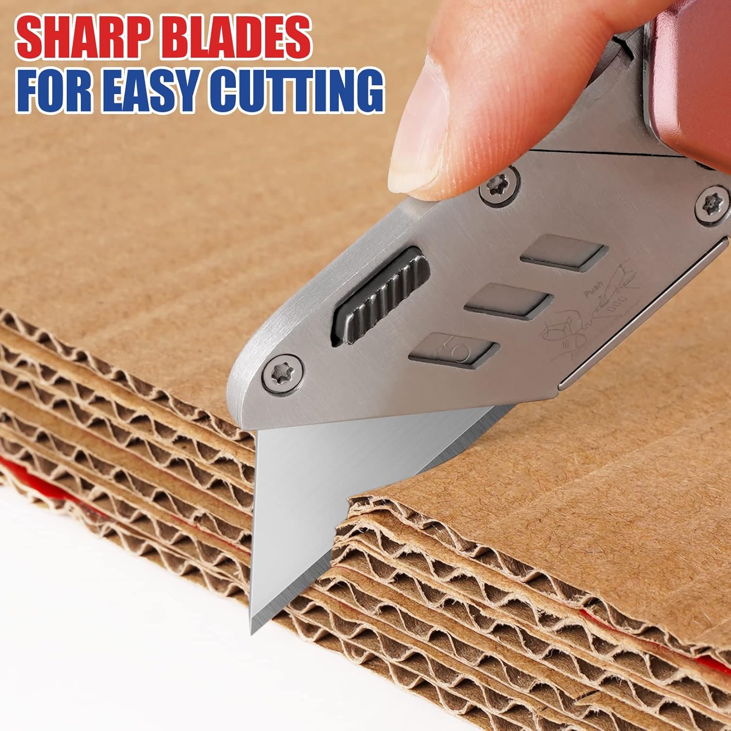 DIYSELF 50 Pack Utility Knife Blades, SK5 Steel Box Cutter Blades with