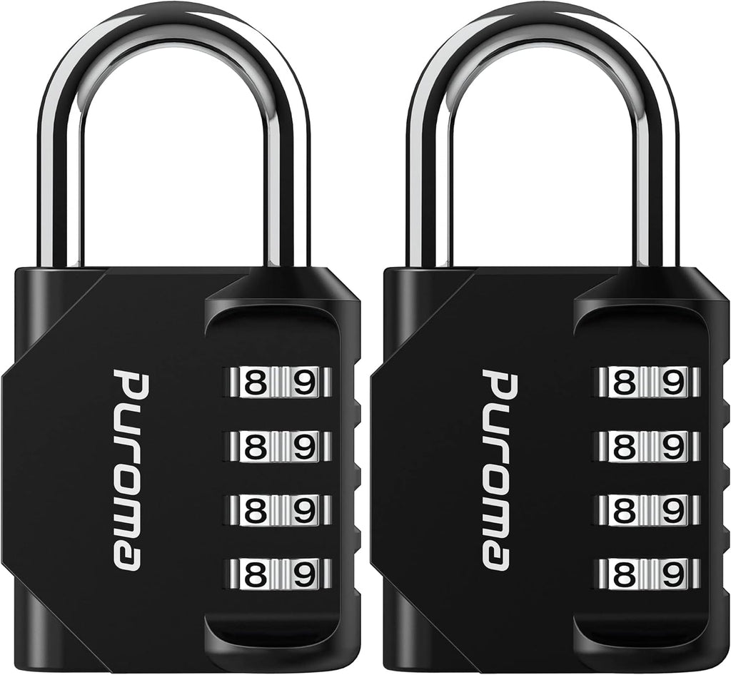 Puroma 2 Pack Combination Lock for Locker 4 Digit Outdoor Waterproof Padlock