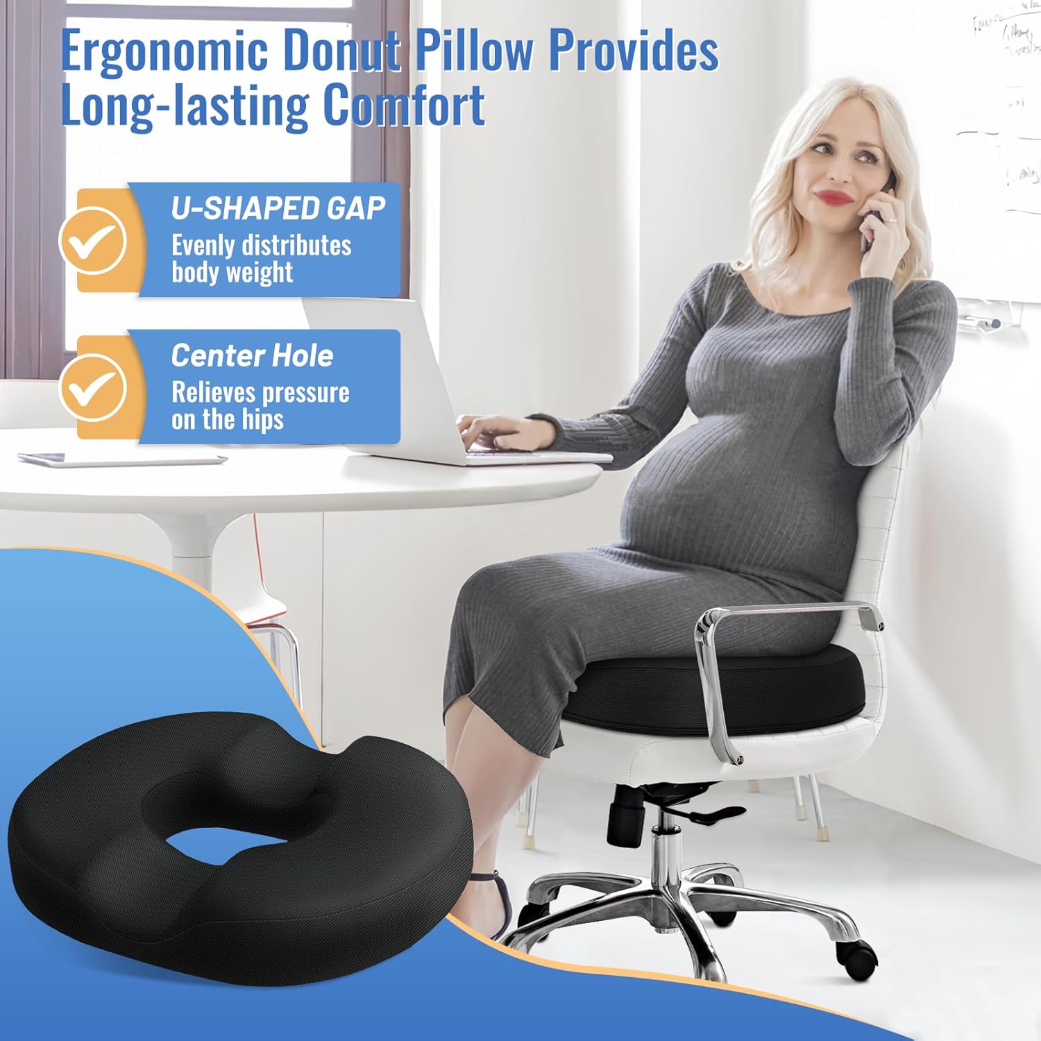 Donut Pillow Seat Cushion Chair Pad for Tailbone Pain Relief and Hemorrhoids