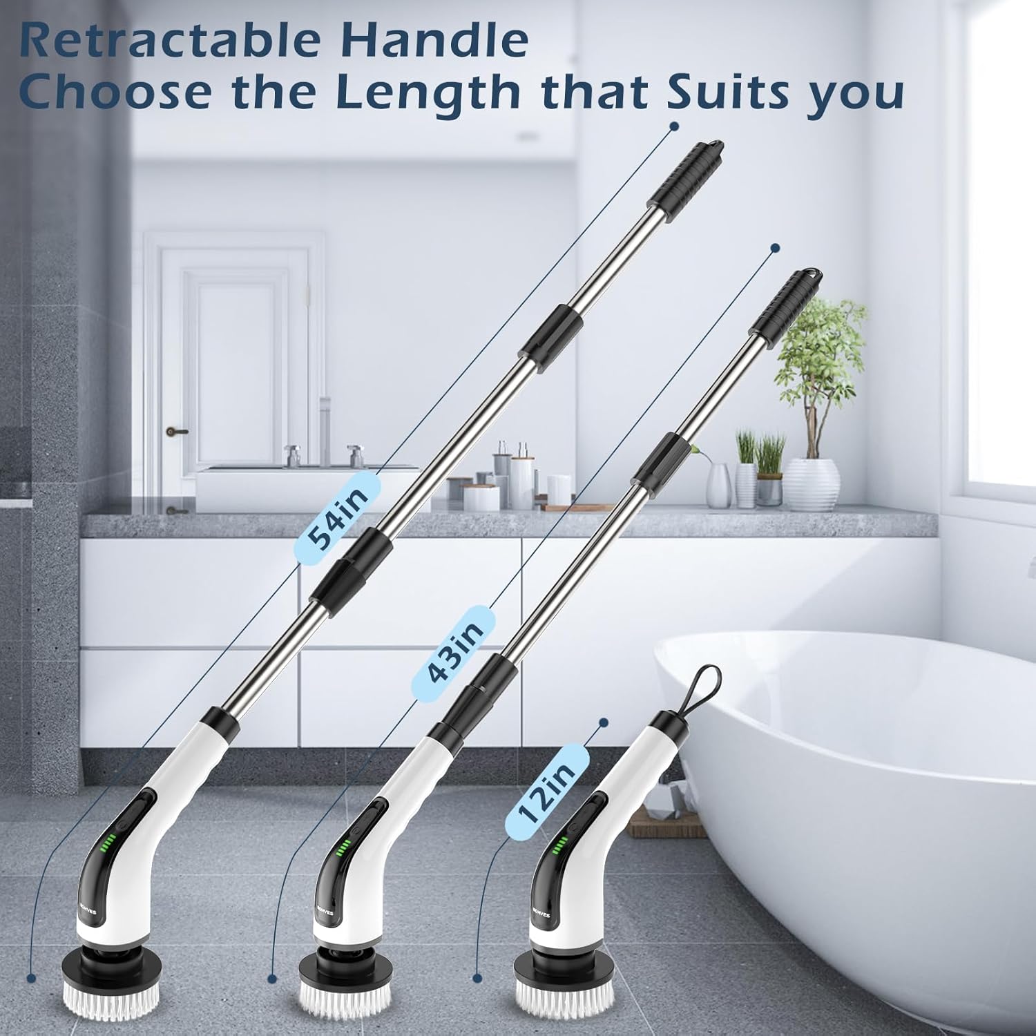 Bomves Electric Spin Scrubber, Cordless Cleaning Brush Scrubber for Home, 8