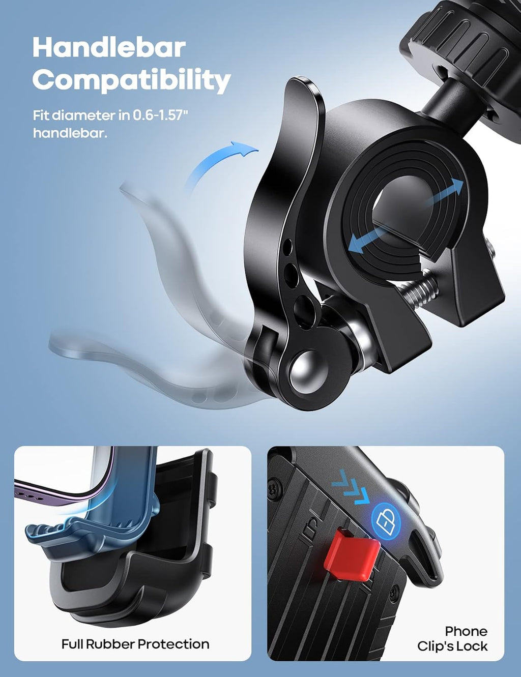 Lamicall Bike Phone Holder, Motorcycle Mount - Motorcycle Phone Holder