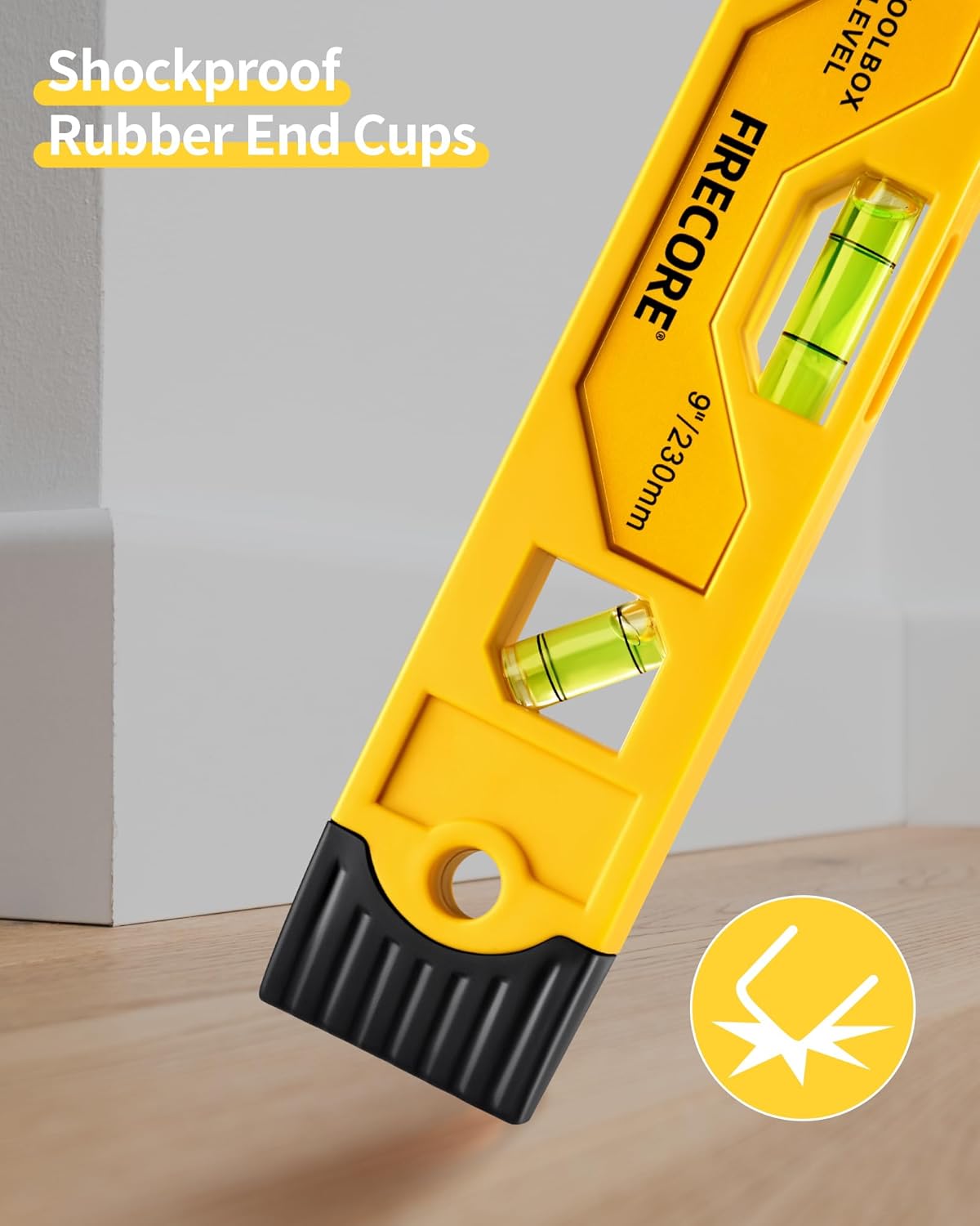 Torpedo Level Magnetic, Firecore 9 Inch Shockproof Small Leveler Tool with 3
