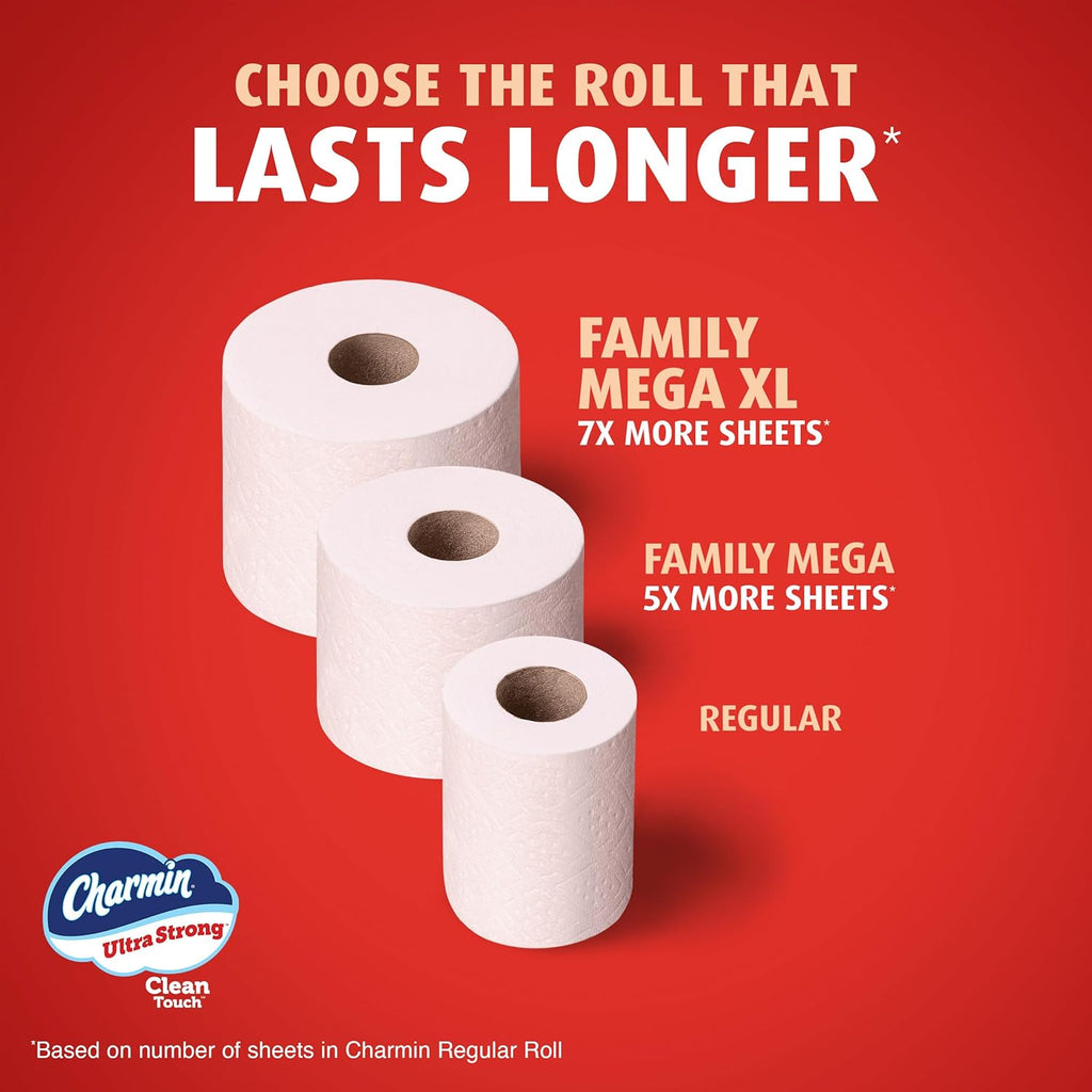 Charmin Ultra Strong Clean Touch Toilet Paper, 24 Family Mega Rolls = 120