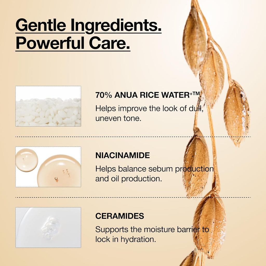 Anua Rice 70 Glow Milky Toner, Glass & Dewy Skin, Hydrating & Barrier Care