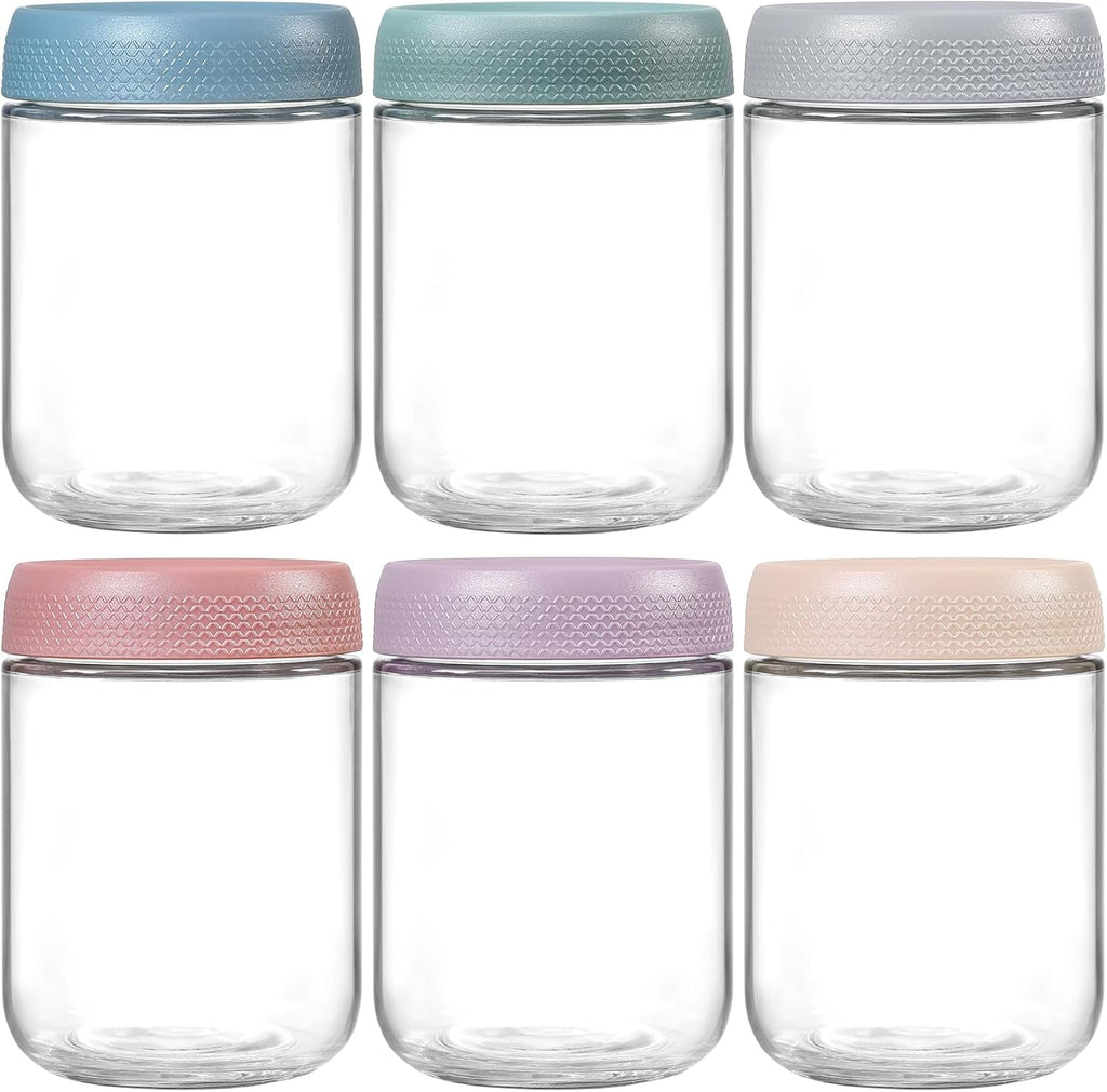 NETANY 6-pack 16 oz Overnight Oats Containers with Lids, Glass jars with