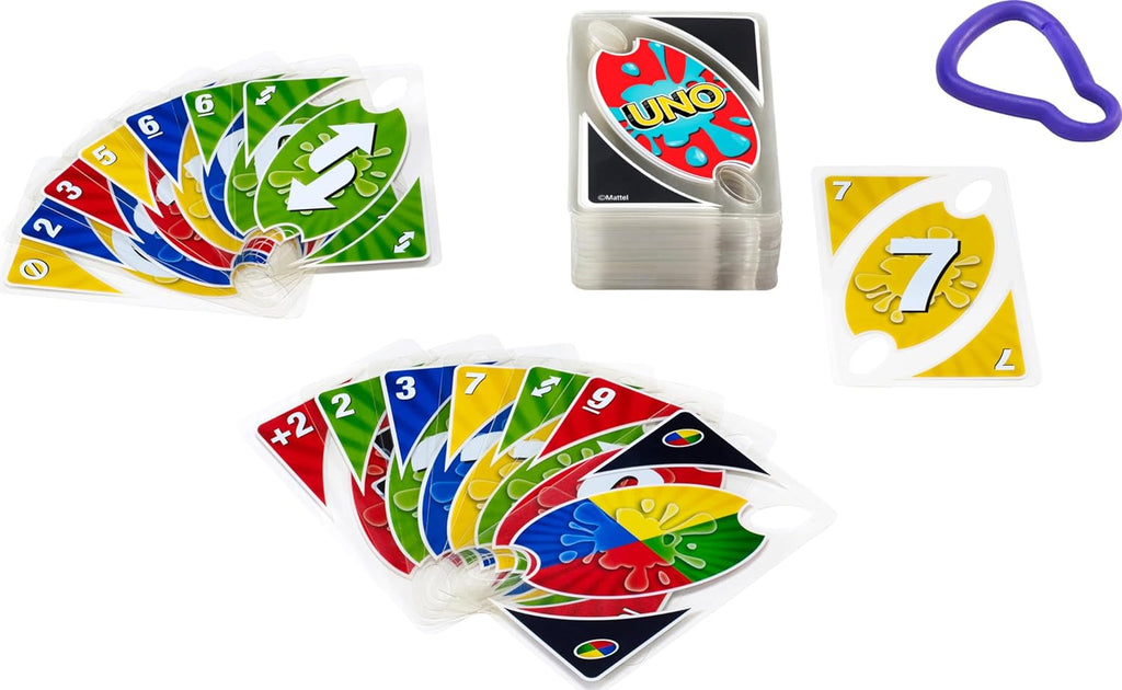 Mattel Games UNO Splash Card Game with Waterproof Cards and Portable Clip for