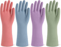 Rubber Cleaning Gloves for Dishwashing, 4 Pairs Reusable Kitchen Gloves for