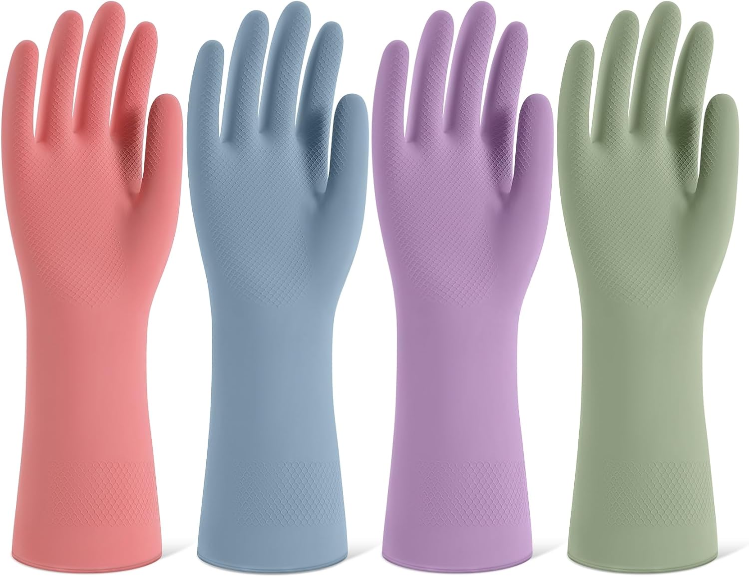 Rubber Cleaning Gloves for Dishwashing, 4 Pairs Reusable Kitchen Gloves for