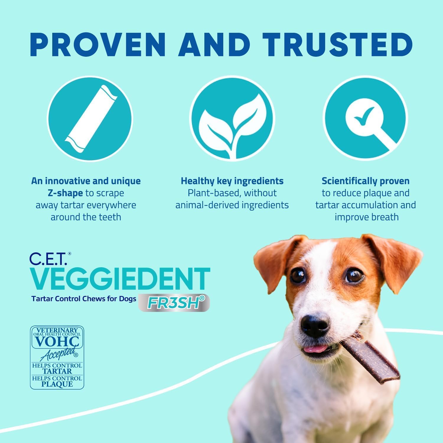 Virbac C.E.T.å¨ VEGGIEDENTå¨ FR3SHå¨ Tartar Control Chews for Dogs with