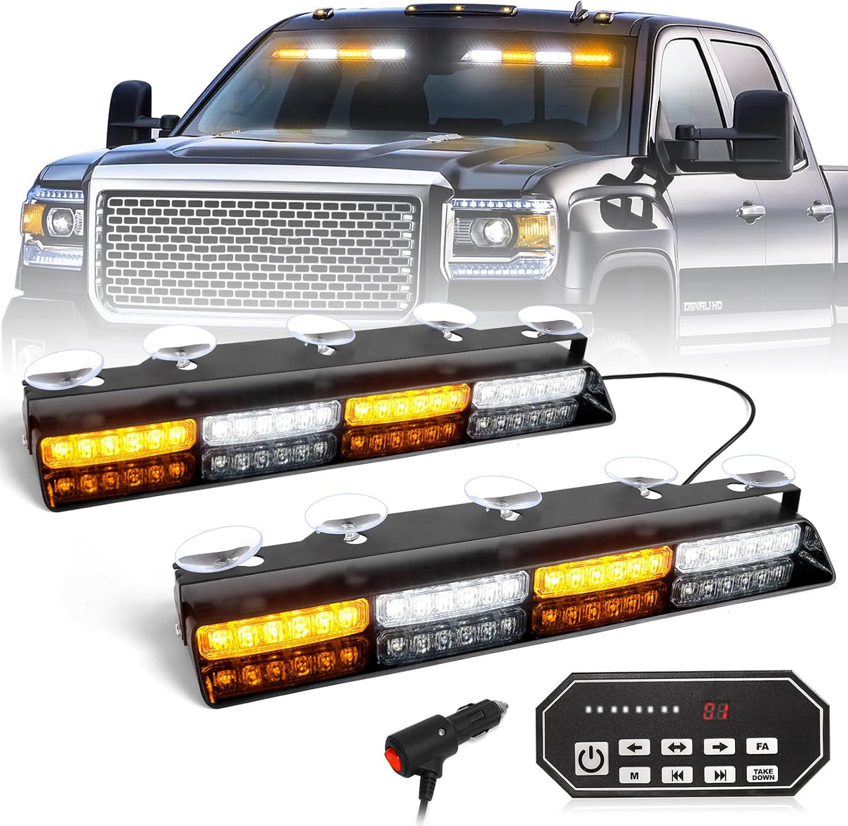 HLauto 2x16.8 inch Dash Strobe Lights w/Take Down/Controller