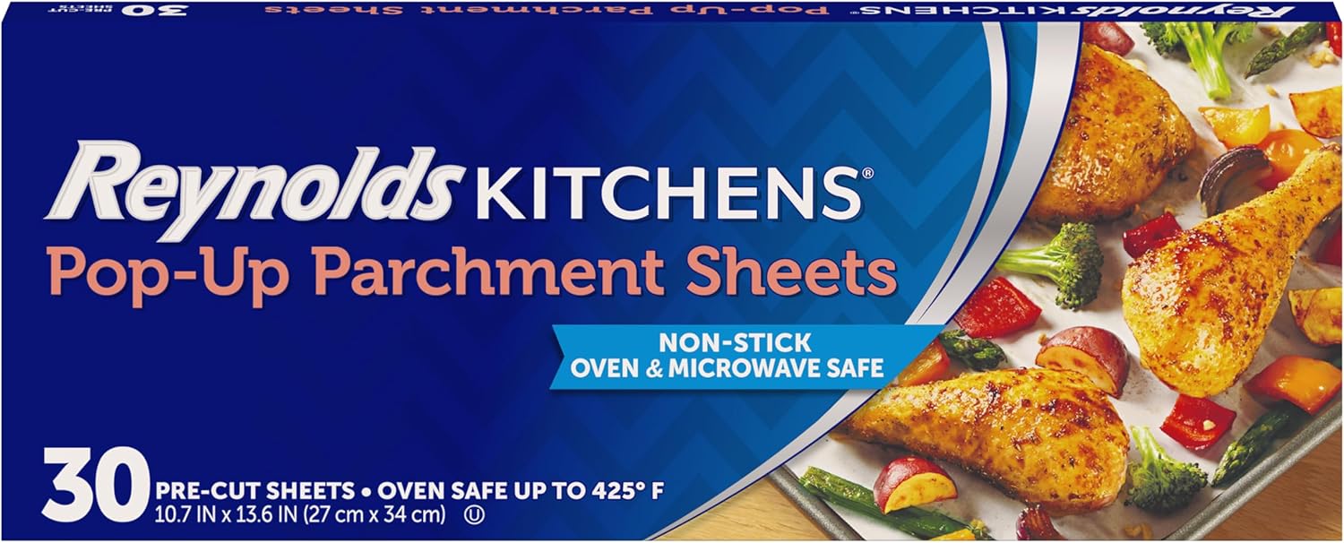 Reynolds Kitchens Pop-Up Parchment Paper Sheets, 30 Count, Fits Standard
