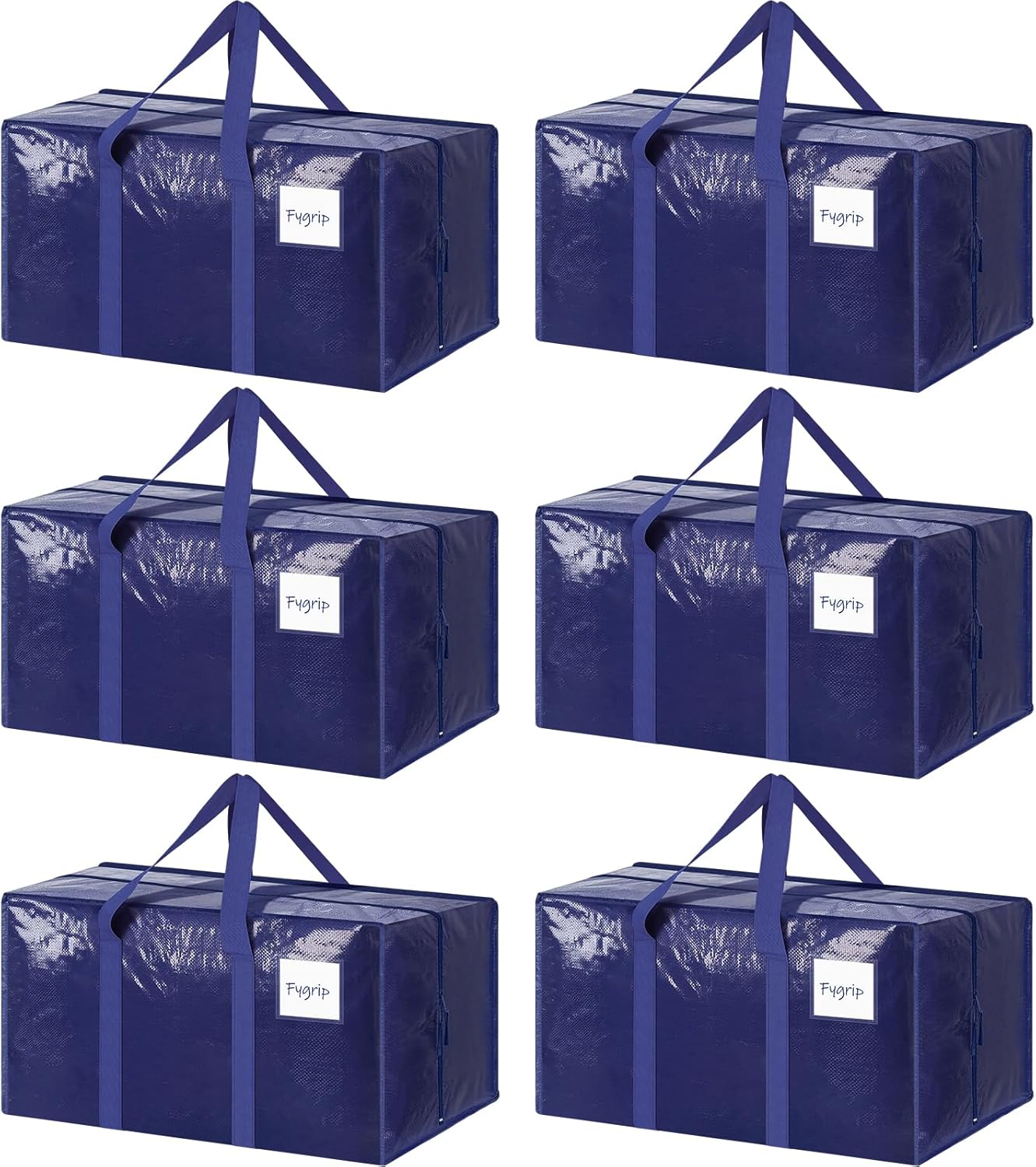 6 Pack Extra Heavy Duty Large Moving Bags with Strong Zipper & Comfortable