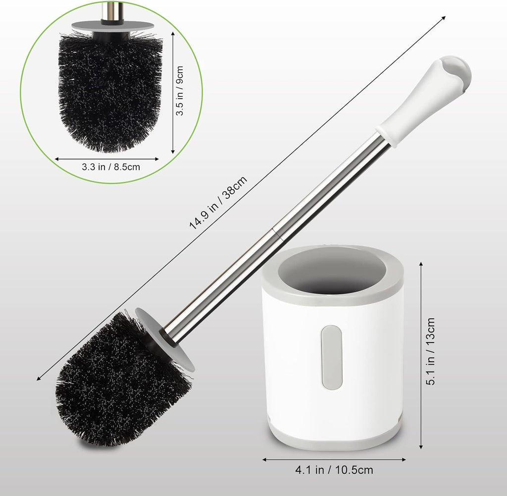 AONEZ Compact Toilet Brush & Holder, Stainless Steel Handle, Space Saving for