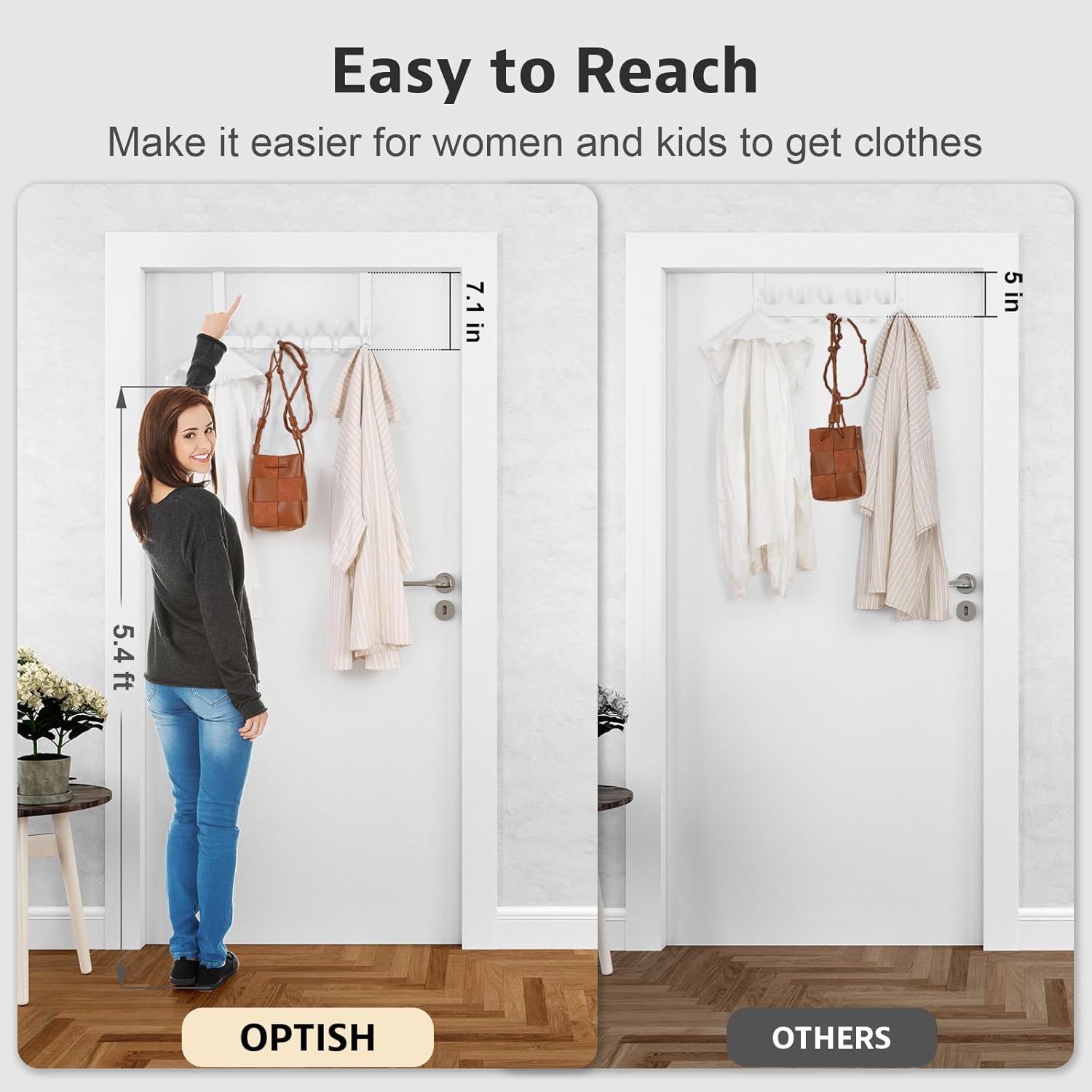 Optish Over The Door Hooks, Door Hanger Hooks for Hanging, Over The Doors