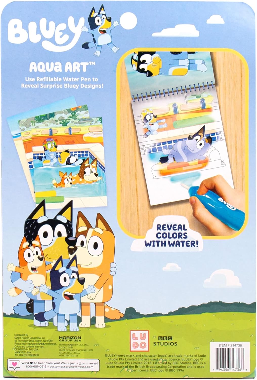 Horizon Group USA Bluey Aqua Art - Reusable Water Reveal Activity Pages With